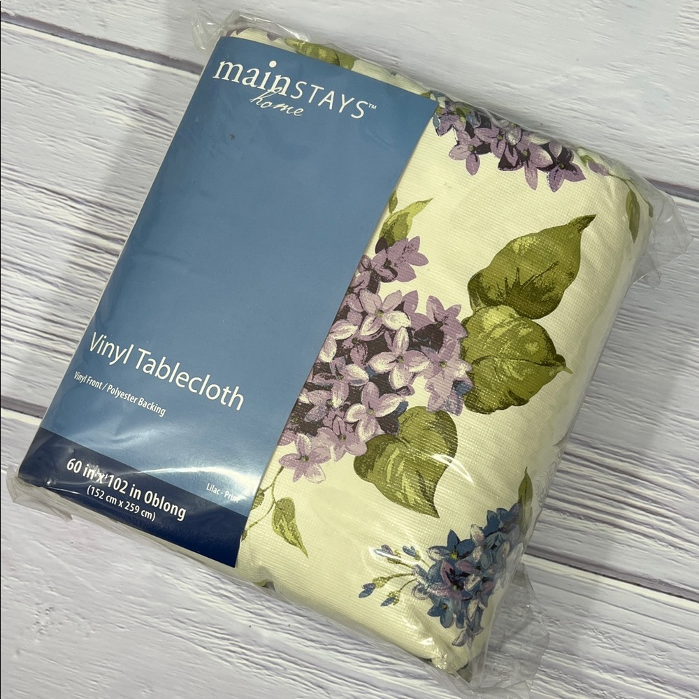 Mainstays Home Vinyl Tablecloth with Purple and Green Floral Design